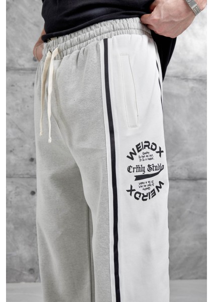 Gri Weirdx Yazılı Baggy Eşofman