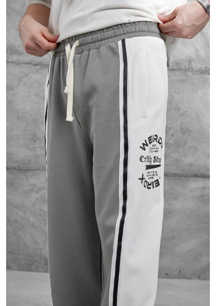 Füme Weirdx Yazılı Baggy Eşofman modelleri