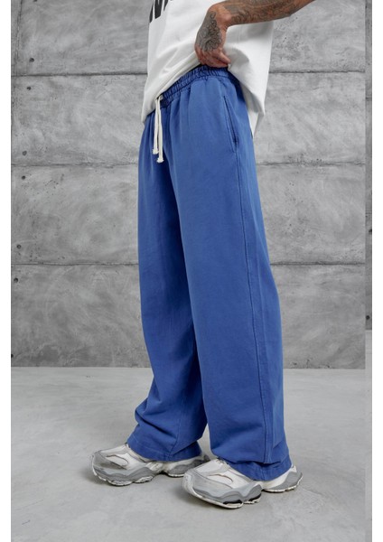 Mavi Yıkamalı Basic Baggy Eşofman