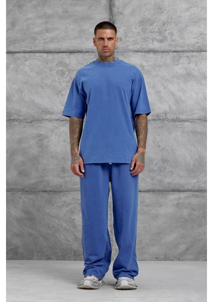 Mavi Yıkamalı Basic Baggy Eşofman