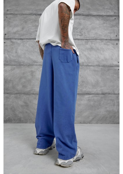 Mavi Yıkamalı Basic Baggy Eşofman