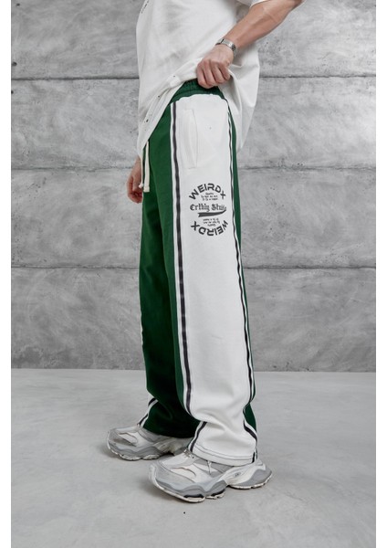 Yeşil Weirdx Yazılı Baggy Eşofman
