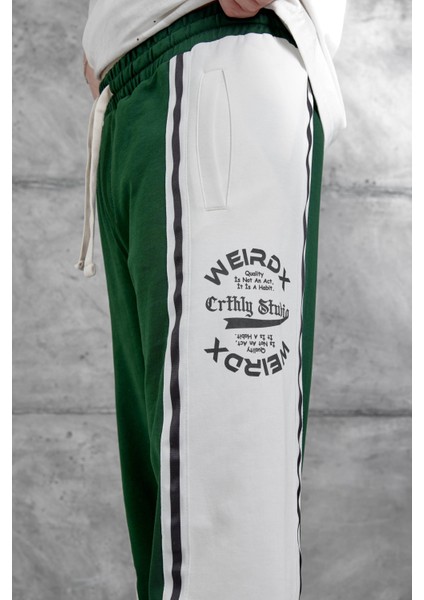 Yeşil Weirdx Yazılı Baggy Eşofman