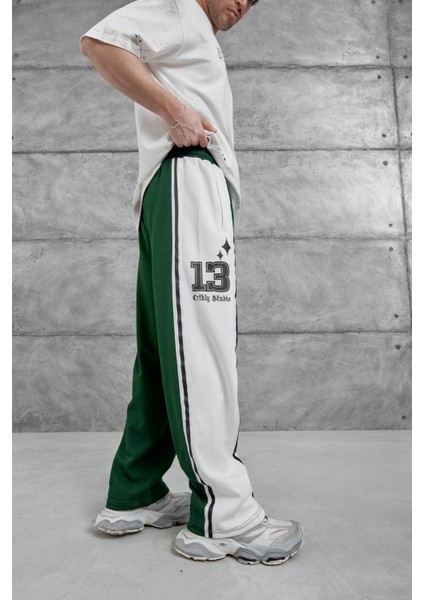 Yeşil Weirdx Yazılı Baggy Eşofman