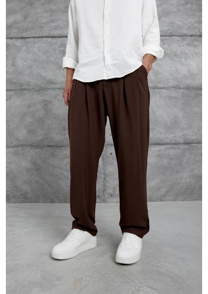 Kahverengi W11 Kumaş Baggy Pantolon