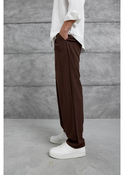 Kahverengi W11 Kumaş Baggy Pantolon modelleri