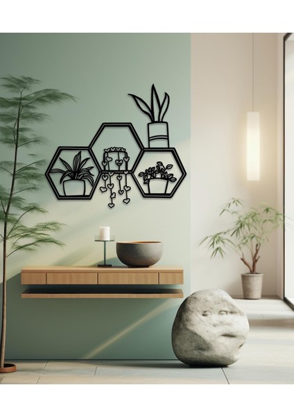 Çiçek Bahçe Metal Duvar Sanatı, Minimalist Botanik Metal Duvar Sanatı, Bitki Severler Için Benzersiz