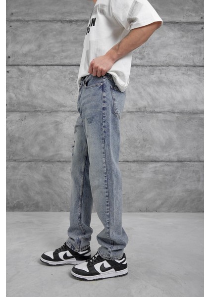 Mavi Yırtık Detaylı Baggy Jean fiyatları