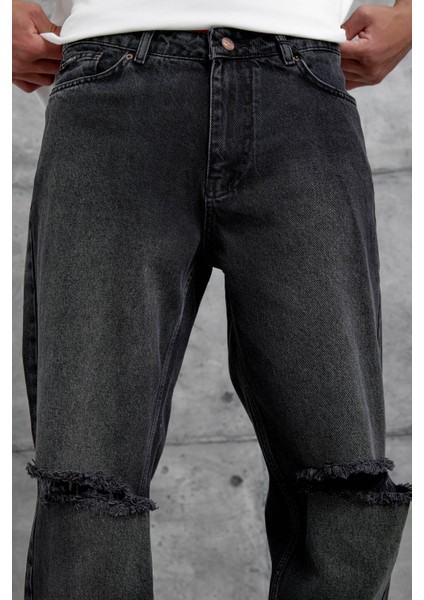 Siyah Cth Yırtık Detaylı Baggy Jean fiyatları