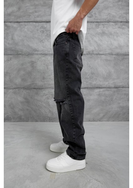 Siyah Cth Yırtık Detaylı Baggy Jean modelleri