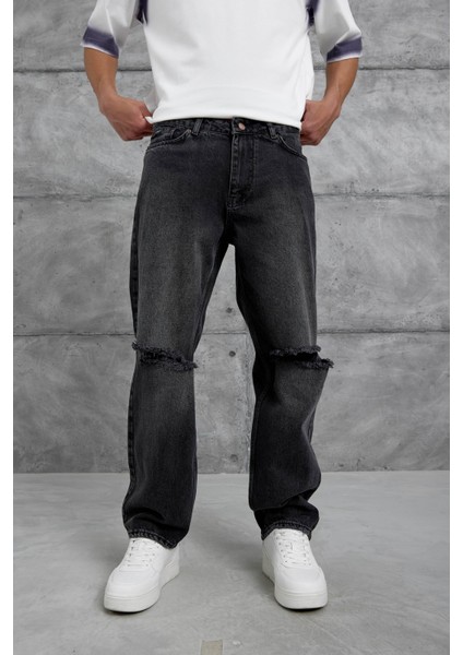 Siyah Cth Yırtık Detaylı Baggy Jean indirimleri
