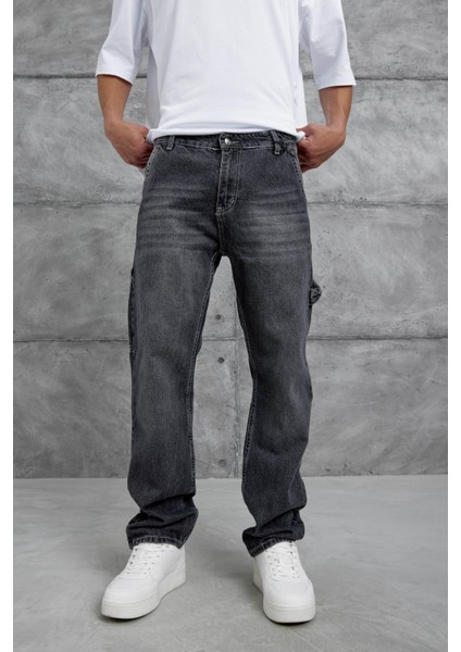 Siyah MB Parça Detaylı Baggy Jean
