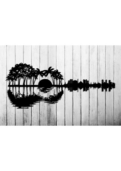 Gitar Metal Duvar Sanatı, Müzik ve Gün Batımı Duvar Dekoru, Şehir Silüeti ve Gitar Ev Dekoru