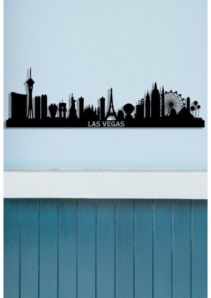 Las Vegas Skyline Metal Duvar Dekoru, Abd Şehir Silüeti Duvar Sanatı, Büyük Boy Duvar Sanatı
