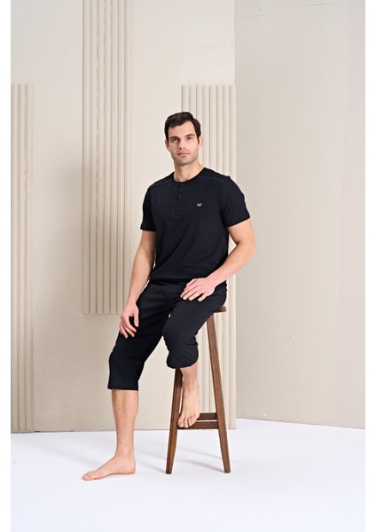 Erkek Pijama Takımı Kapri & Bermuda Kısa Kol