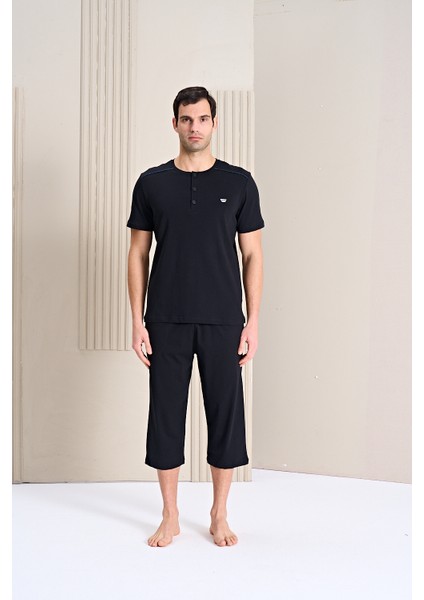 Erkek Pijama Takımı Kapri & Bermuda Kısa Kol
