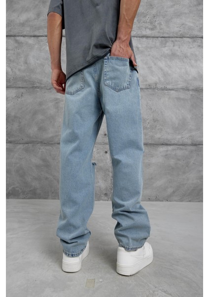 Mavi Cth Yırtık Detaylı Baggy Jean