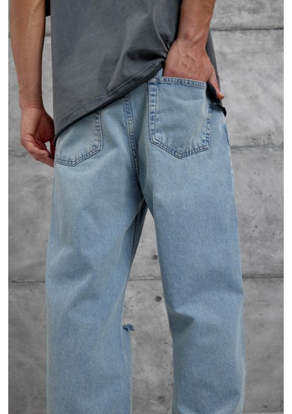 Mavi Cth Yırtık Detaylı Baggy Jean