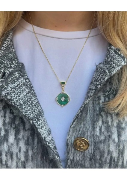 Ithal Özel Seri Yeşil Malakit Chloe Kolye