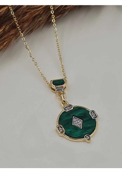 Ithal Özel Seri Yeşil Malakit Chloe Kolye modelleri