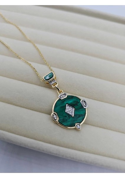 Ithal Özel Seri Yeşil Malakit Chloe Kolye fırsatları
