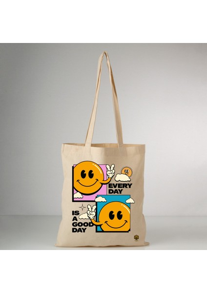 Özel Tasarım Smile Baskılı Bez Çanta , Pinterest Kanvas Çanta Pamuklu 35*40 cm