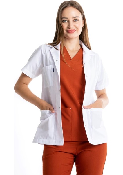 Beyaz Terikoton Ceket Boy Doktor Önlüğü