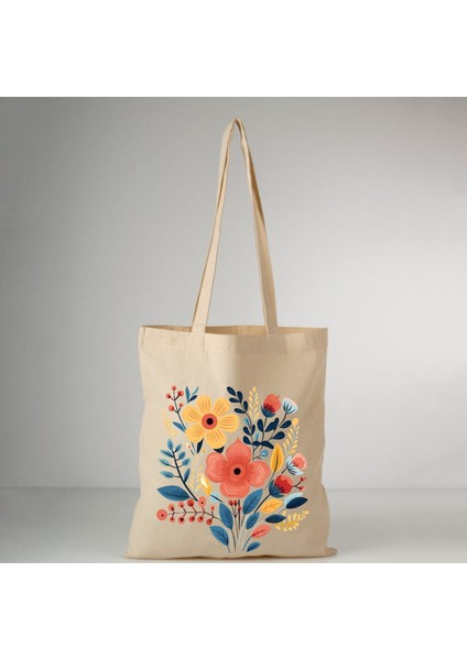 Özel Tasarım Kırmızı Çiçekli Baskılı Bez Çanta , Pinterest Kanvas Çanta Pamuklu 35*40 cm
