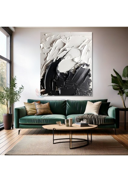 Soyut Temalı Kanvas Tablo Modern Sade Şık Siyah ve Beyaz Salon Ev Dekorasyon Kanvas Duvar Tablosu