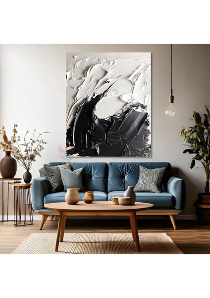 Soyut Temalı Kanvas Tablo Modern Sade Şık Siyah ve Beyaz Salon Ev Dekorasyon Kanvas Duvar Tablosu modelleri