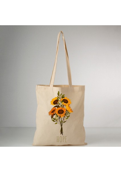 Özel Tasarım Ayçiçeği Baskılı Bez Çanta , Pinterest Kanvas Çanta Pamuklu 35*40 cm