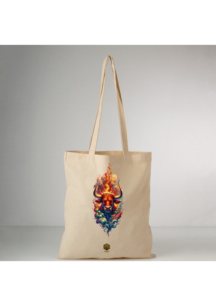 Özel Tasarım Hell Boğa Baskılı Bez Çanta , Pinterest Kanvas Çanta Pamuklu 35*40 cm