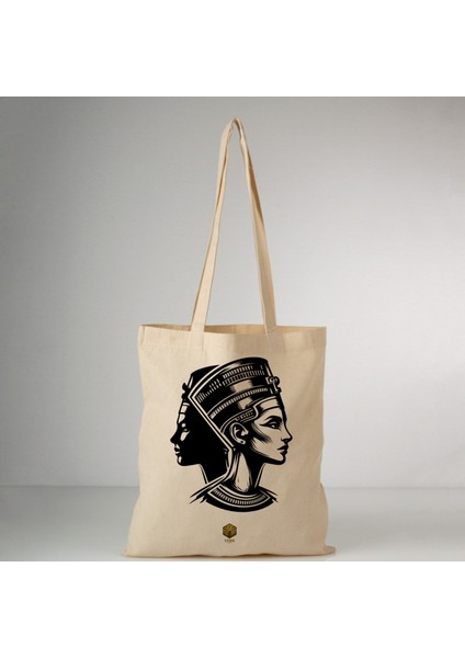 Özel Tasarım Nefertiti Baskılı Bez Çanta , Pinterest Kanvas Çanta Pamuklu 35*40 cm