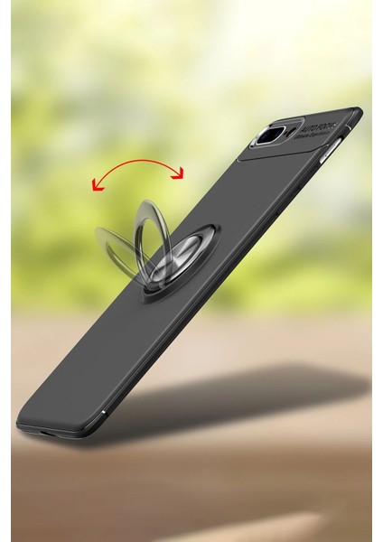 Apple iPhone 7 Plus Kılıf Range Yüzüklü Silikon - Siyah-Gold Ferrg