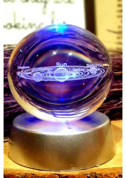 Gezegen Cam Küre LED Işıklı Renkli Cam Küre Plastik Altlıklı fiyatları