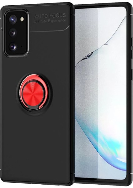 Samsung Galaxy Note 20 Kılıf Range Yüzüklü Silikon - Siyah-Kırmızı Ferrg