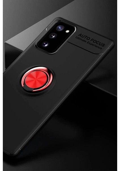Samsung Galaxy Note 20 Kılıf Range Yüzüklü Silikon - Siyah-Kırmızı Ferrg fiyatları