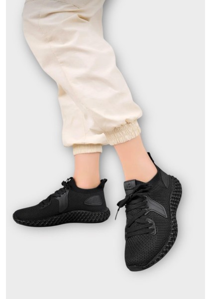 Unisex Triko Örme Sneaker Spor Ayakkabı SİYAH fırsatları