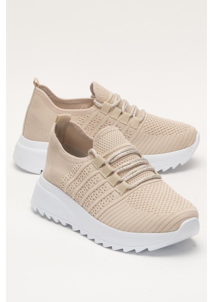 Kadın Ortopedik Taban Triko Günlük Spor Ayakkabı BEJ fiyatları