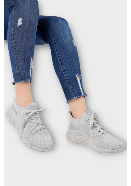 Triko Örme Sneaker Spor Ayakkabı Siyah - Beyaz