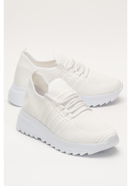 Kadın Ortopedik Taban Triko Günlük Spor Ayakkabı BEYAZ fiyatları