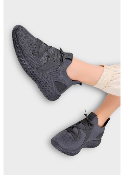 Triko Örme Sneaker Spor Ayakkabı Siyah - Beyaz