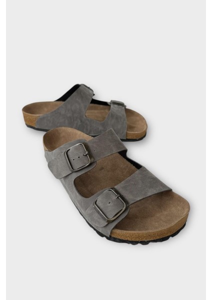 Unisex Çift Tokalı Ortopedik Terlik GRİ fiyatları