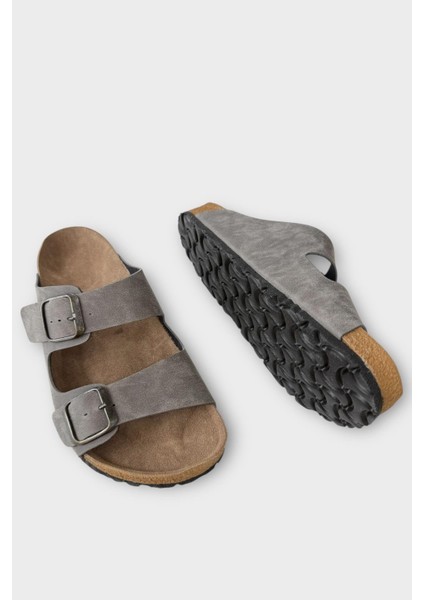 Unisex Çift Tokalı Ortopedik Terlik GRİ fırsatları