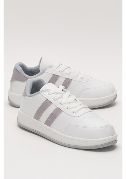 Düz Hafif Taban Günlük Sneaker Ayakkabı Beyaz - Yeşil