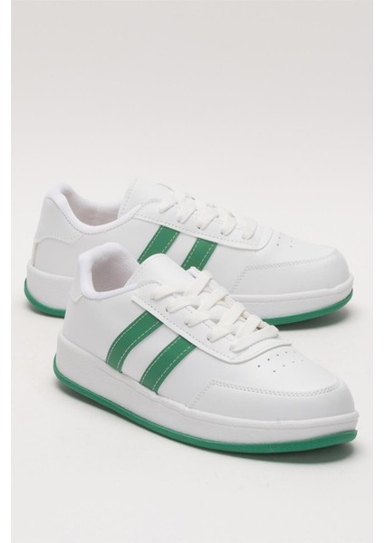 Düz Hafif Taban Günlük Sneaker Ayakkabı Beyaz - Yeşil fiyatları