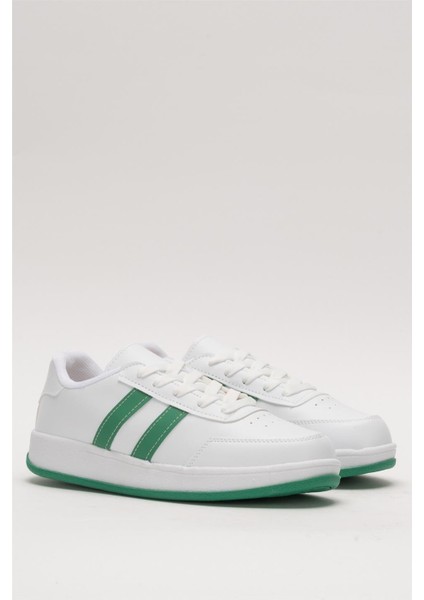 Düz Hafif Taban Günlük Sneaker Ayakkabı Beyaz - Yeşil modelleri