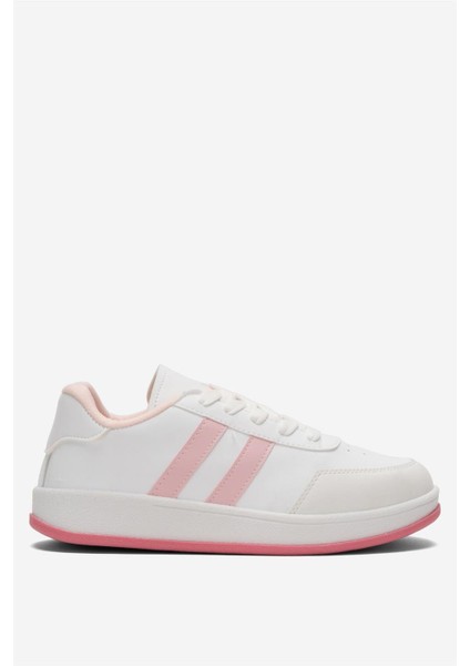 Unisex Düz Hafif Taban Günlük Sneaker Ayakkabı Beyaz - Pembe