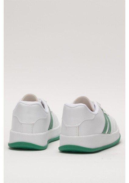 Düz Hafif Taban Günlük Sneaker Ayakkabı Beyaz - Yeşil
