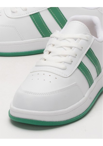 Düz Hafif Taban Günlük Sneaker Ayakkabı Beyaz - Yeşil
